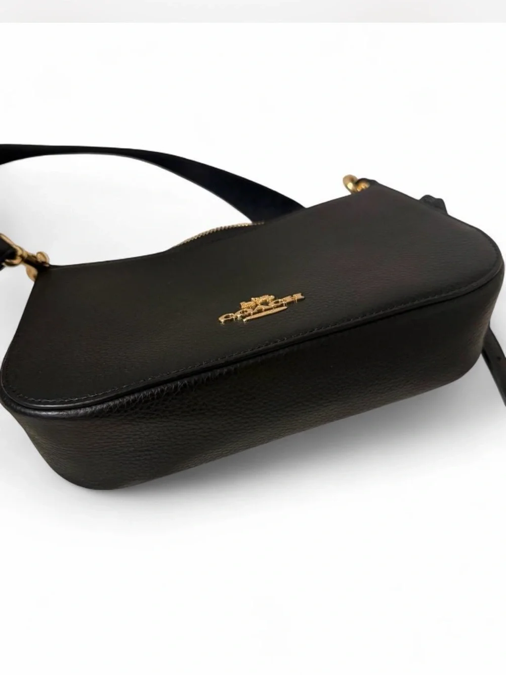 COACH Jes Baguette Leather Crossbody Bag Black C7265